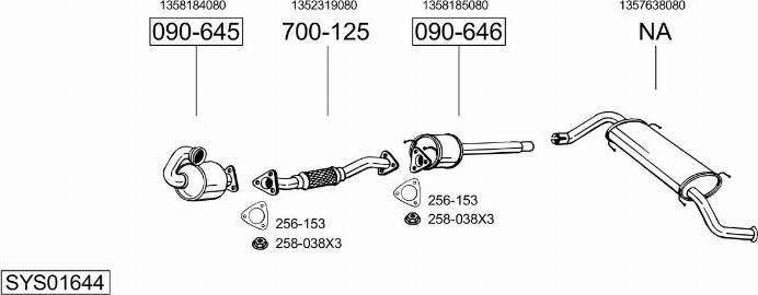 Bosal SYS01644 - Система випуску ОГ autocars.com.ua