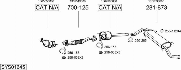 Bosal SYS01645 - Система випуску ОГ autocars.com.ua