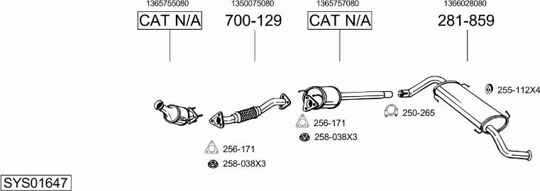 Bosal SYS01647 - Система випуску ОГ autocars.com.ua