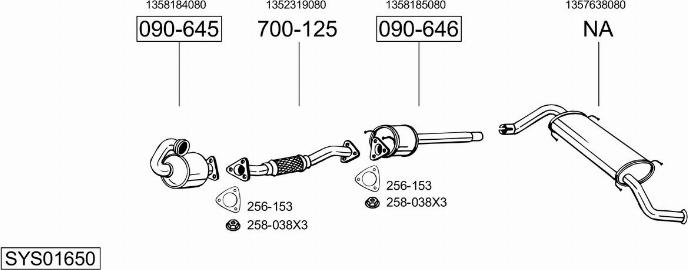 Bosal SYS01650 - Система выпуска ОГ avtokuzovplus.com.ua