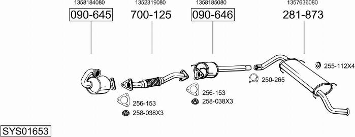 Bosal SYS01653 - Система випуску ОГ autocars.com.ua