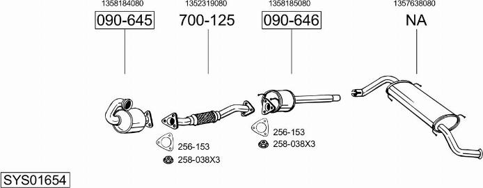 Bosal SYS01654 - Система випуску ОГ autocars.com.ua