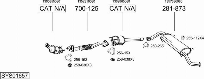 Bosal SYS01657 - Система випуску ОГ autocars.com.ua