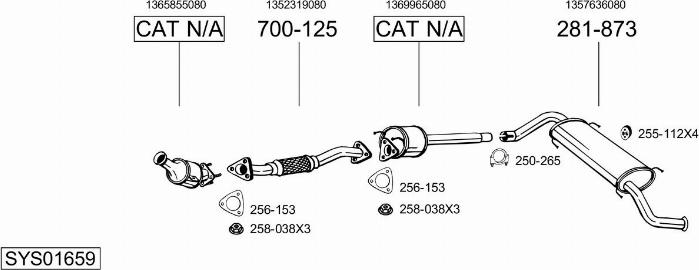 Bosal SYS01659 - Система випуску ОГ autocars.com.ua