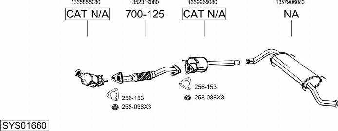Bosal SYS01660 - Система випуску ОГ autocars.com.ua
