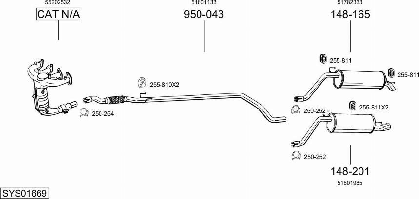 Bosal SYS01669 - Система выпуска ОГ avtokuzovplus.com.ua