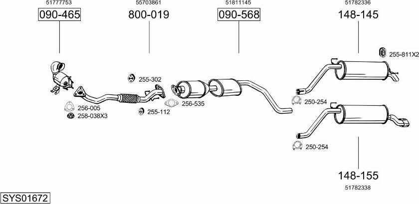 Bosal SYS01672 - Система випуску ОГ autocars.com.ua