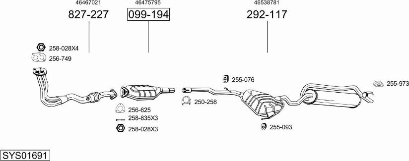 Bosal SYS01691 - Система випуску ОГ autocars.com.ua