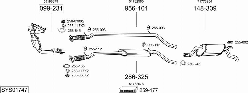 Bosal SYS01747 - Система выпуска ОГ avtokuzovplus.com.ua