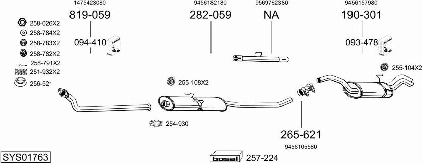 Bosal SYS01763 - Система випуску ОГ autocars.com.ua