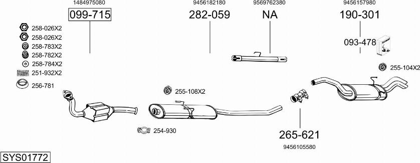 Bosal SYS01772 - Система випуску ОГ autocars.com.ua