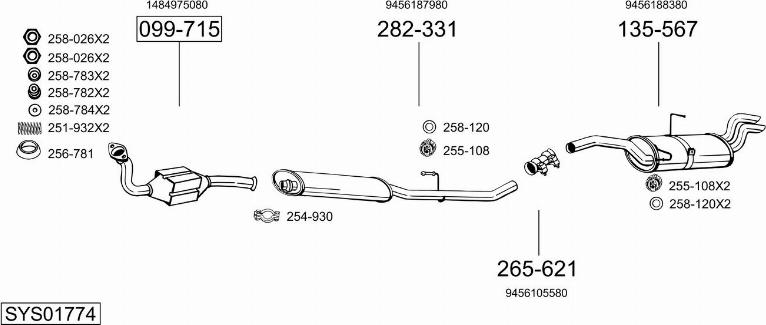 Bosal SYS01774 - Система випуску ОГ autocars.com.ua