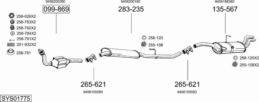 Bosal SYS01775 - Система випуску ОГ autocars.com.ua