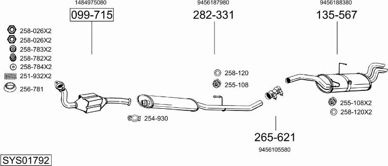 Bosal SYS01792 - Система випуску ОГ autocars.com.ua