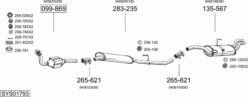 Bosal SYS01793 - Система випуску ОГ autocars.com.ua