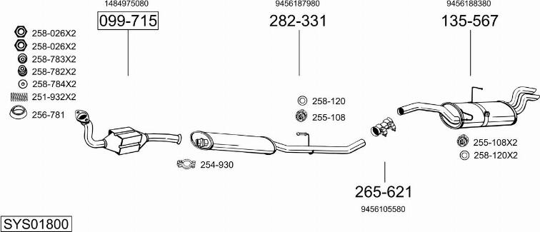 Bosal SYS01800 - Система випуску ОГ autocars.com.ua