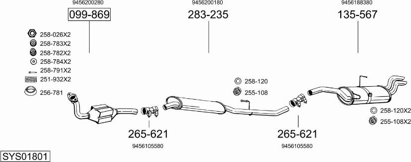 Bosal SYS01801 - Система випуску ОГ autocars.com.ua