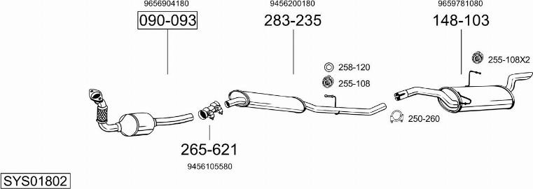 Bosal SYS01802 - Система випуску ОГ autocars.com.ua