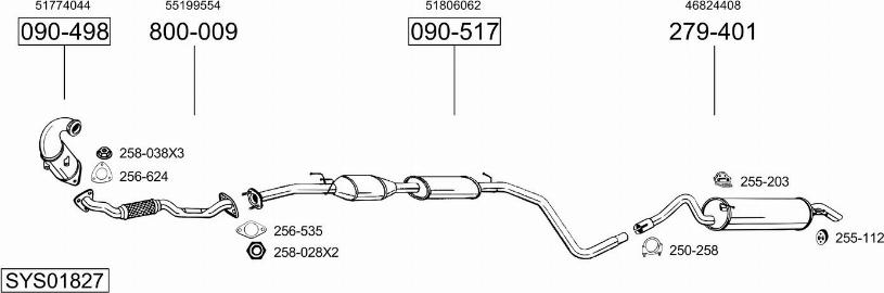 Bosal SYS01827 - Система випуску ОГ autocars.com.ua