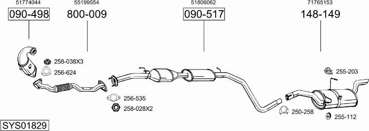 Bosal SYS01829 - Система випуску ОГ autocars.com.ua