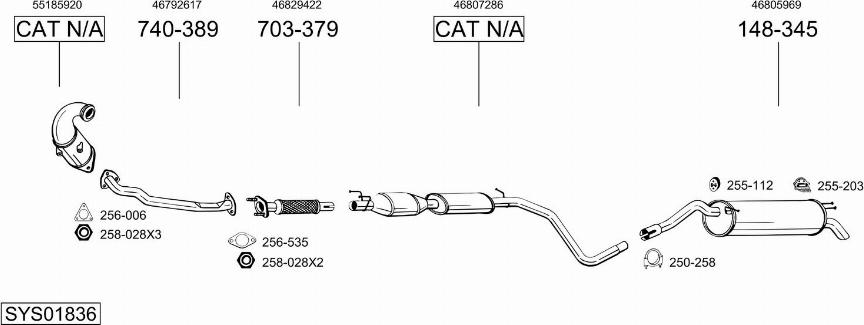 Bosal SYS01836 - Система випуску ОГ autocars.com.ua