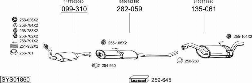 Bosal SYS01860 - Система випуску ОГ autocars.com.ua