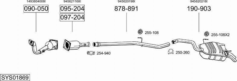 Bosal SYS01869 - Система випуску ОГ autocars.com.ua