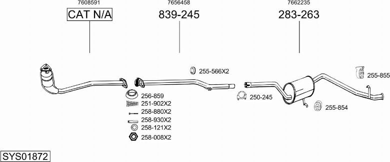 Bosal SYS01872 - Система випуску ОГ autocars.com.ua