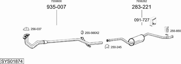 Bosal SYS01874 - Система випуску ОГ autocars.com.ua