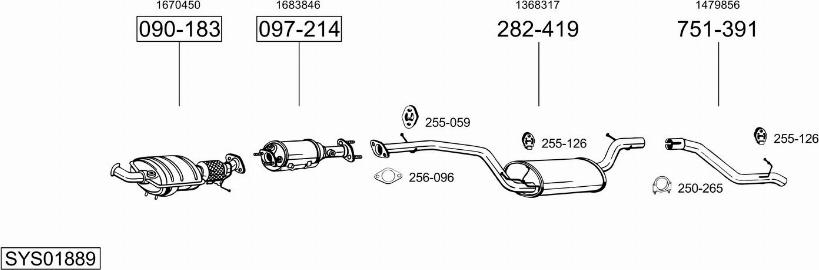 Bosal SYS01889 - Система випуску ОГ autocars.com.ua