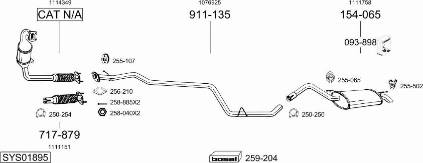 Bosal SYS01895 - Система випуску ОГ autocars.com.ua