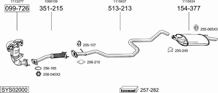 Bosal SYS02000 - Система випуску ОГ autocars.com.ua