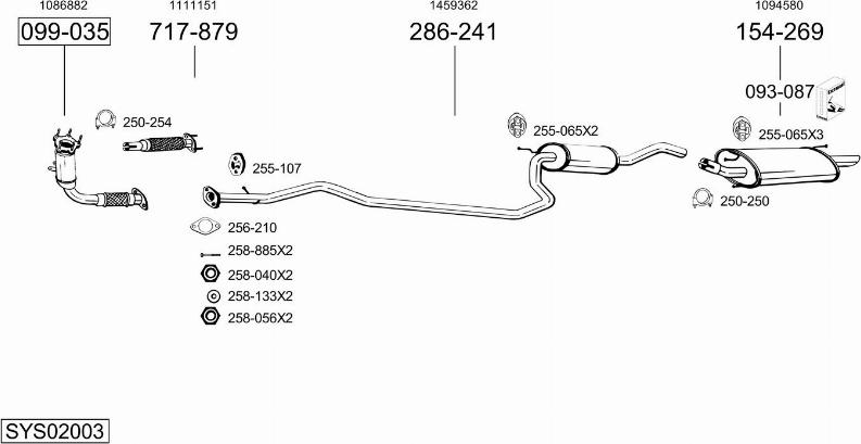 Bosal SYS02003 - Система випуску ОГ autocars.com.ua