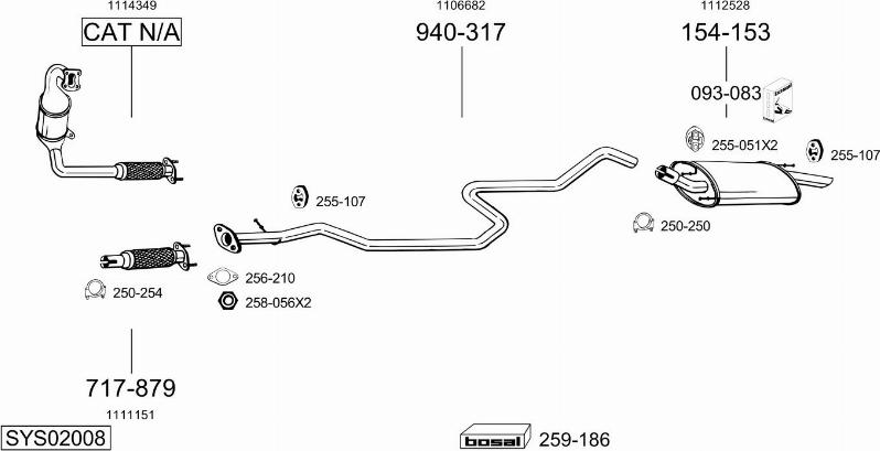 Bosal SYS02008 - Система випуску ОГ autocars.com.ua