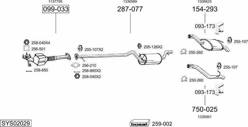 Bosal SYS02029 - Система випуску ОГ autocars.com.ua