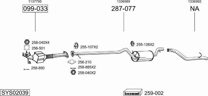 Bosal SYS02039 - Система випуску ОГ autocars.com.ua