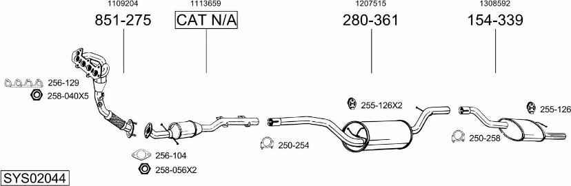 Bosal SYS02044 - Система випуску ОГ autocars.com.ua