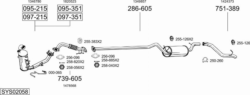 Bosal SYS02058 - Система випуску ОГ autocars.com.ua