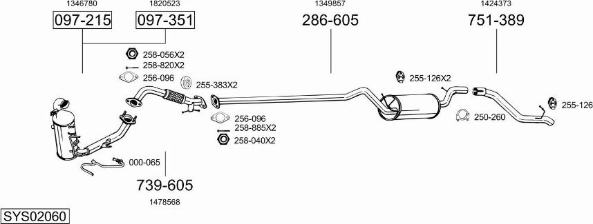 Bosal SYS02060 - Система випуску ОГ autocars.com.ua
