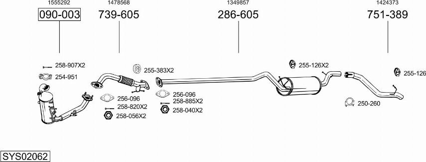 Bosal SYS02062 - Система випуску ОГ autocars.com.ua
