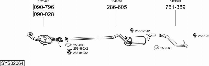 Bosal SYS02064 - Система випуску ОГ autocars.com.ua