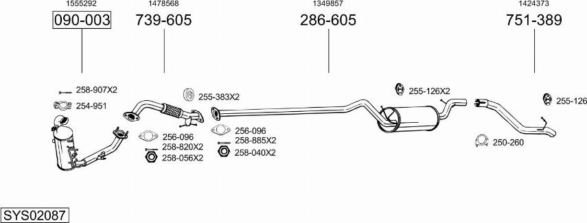 Bosal SYS02087 - Система випуску ОГ autocars.com.ua