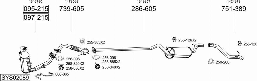 Bosal SYS02089 - Система випуску ОГ autocars.com.ua
