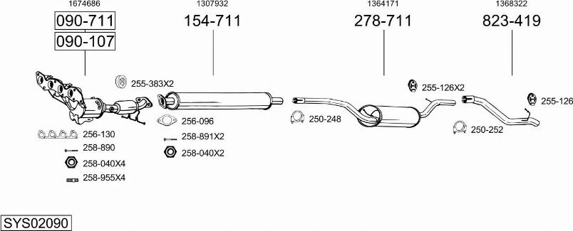 Bosal SYS02090 - Система выпуска ОГ avtokuzovplus.com.ua