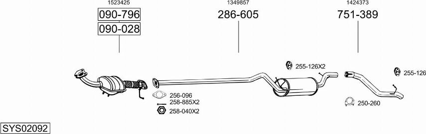 Bosal SYS02092 - Система випуску ОГ autocars.com.ua