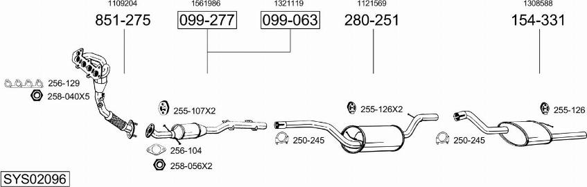 Bosal SYS02096 - Система випуску ОГ autocars.com.ua