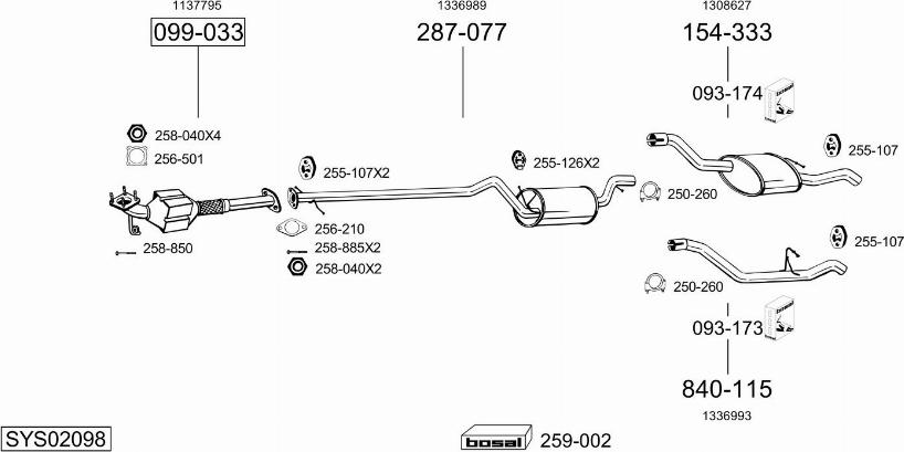 Bosal SYS02098 - Система випуску ОГ autocars.com.ua