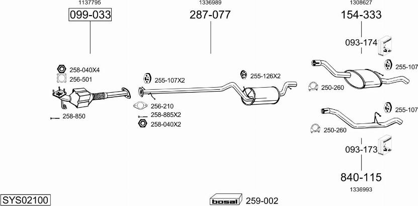 Bosal SYS02100 - Система випуску ОГ autocars.com.ua