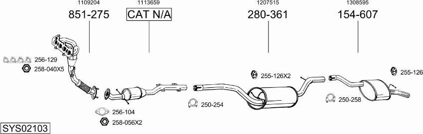 Bosal SYS02103 - Система випуску ОГ autocars.com.ua