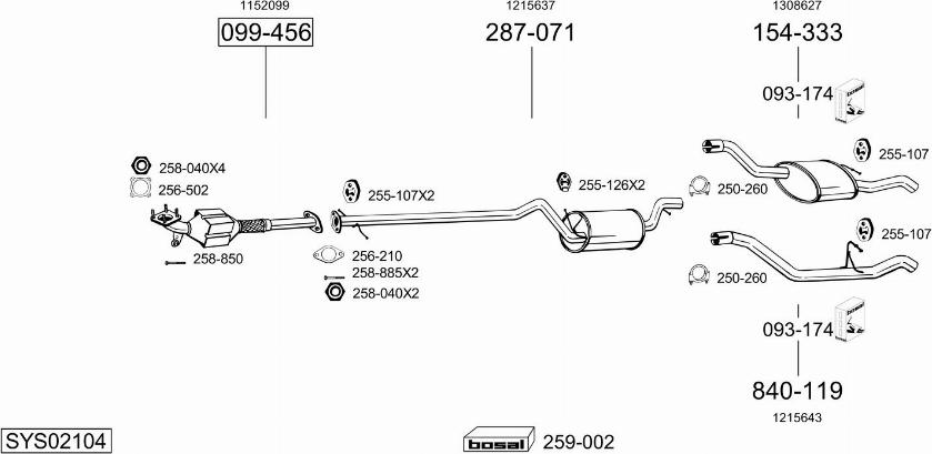 Bosal SYS02104 - Система випуску ОГ autocars.com.ua